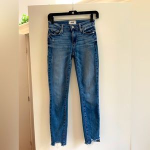 Paige denim jeans. Skinny with some distressing. Sz. 24